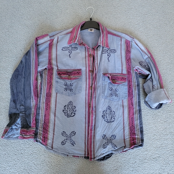 Handmade in Nepal button up shirt - Picture 3 of 4